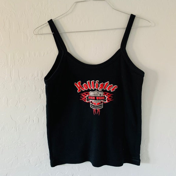 Cropped Retro Hollister Black Cami 2003 Bike Event - Picture 1 of 2
